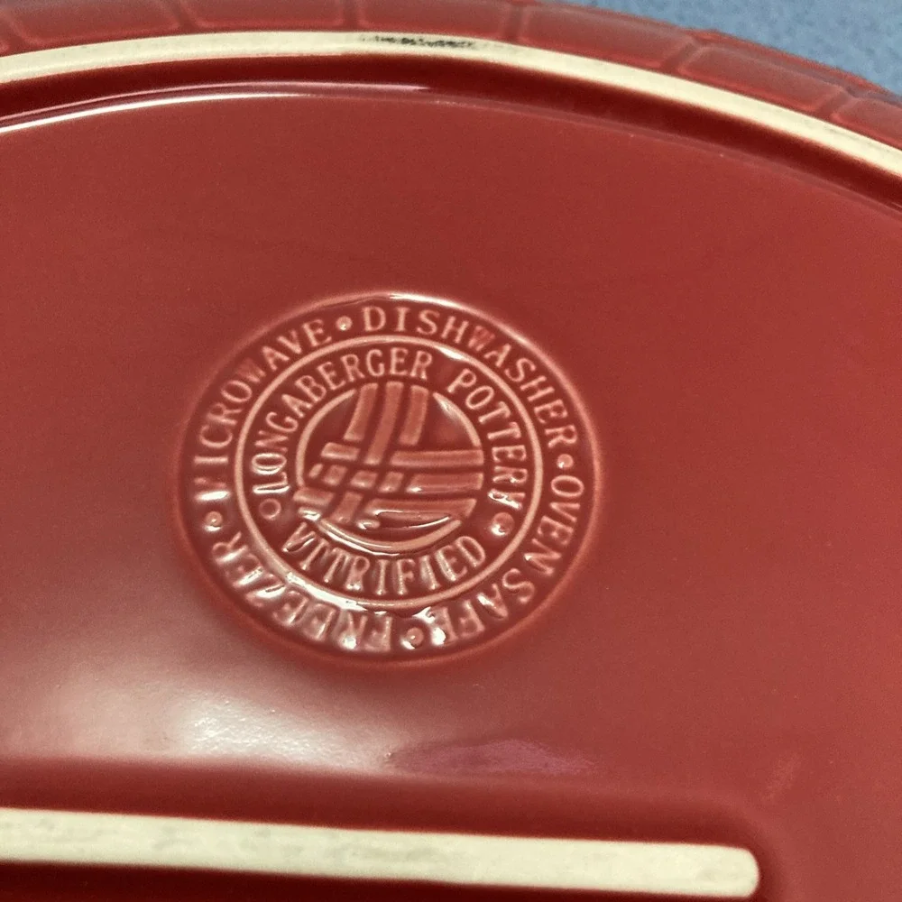 Longaberger Pottery Woven Traditions Tomato Contour Serving Platter w/Handles